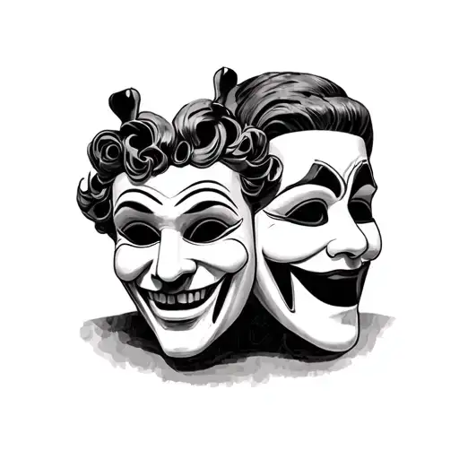 Original Drawing Mask Of Comedy And Tragedy Theater