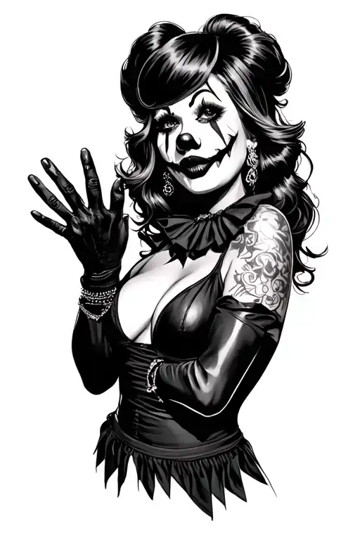 Sexy Female Gangster Clowns Whith Hands