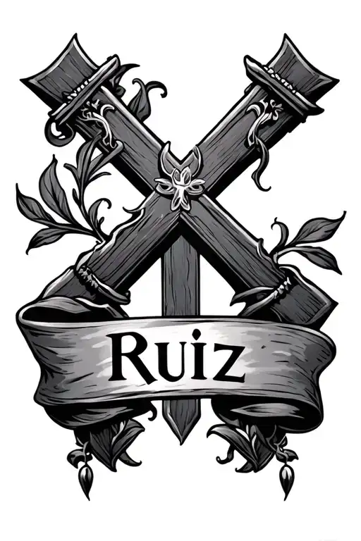 Cross With Banner That Says Ruiz