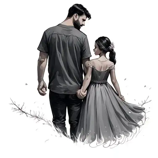 Father And Daughter Holding Hands