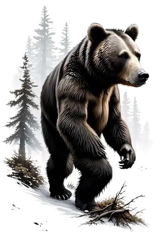 Bear Walking Through A Forest