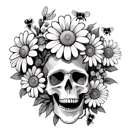 Skulls And Daisys With A Few Bees And Honeycomb Filler