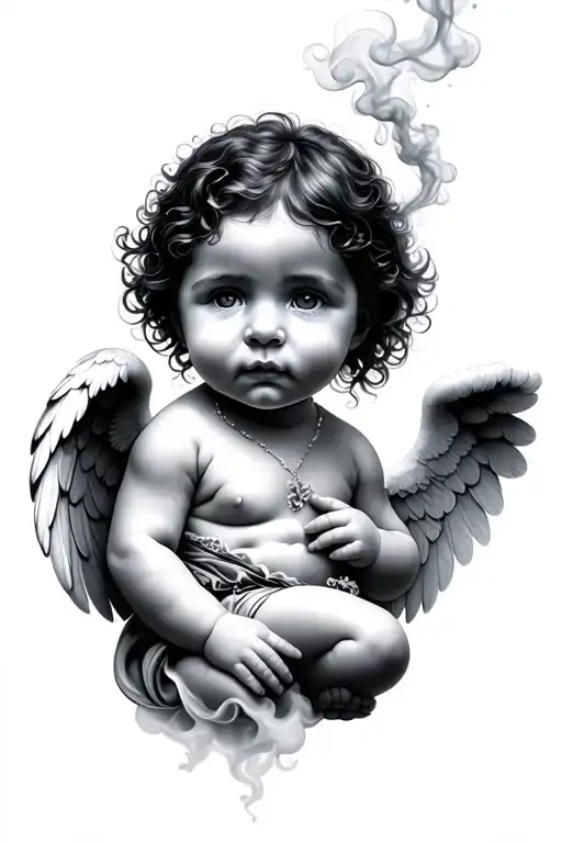 Baby Angel With Smoke Fading From Bottom To Top
