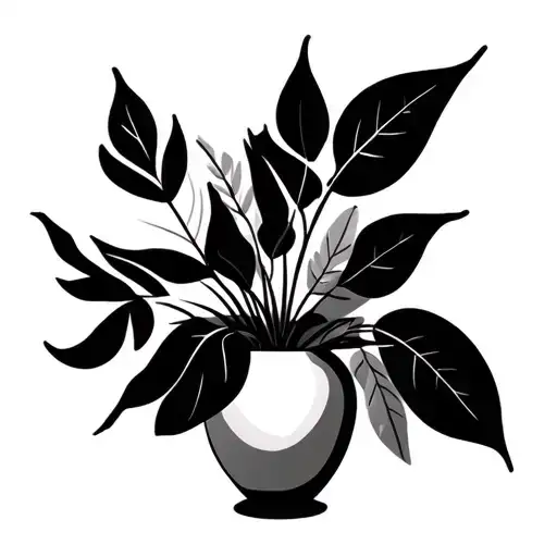 Fine Line Vase With Leaves Growing