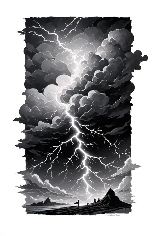 Tident And Storm Clouds With Lightning