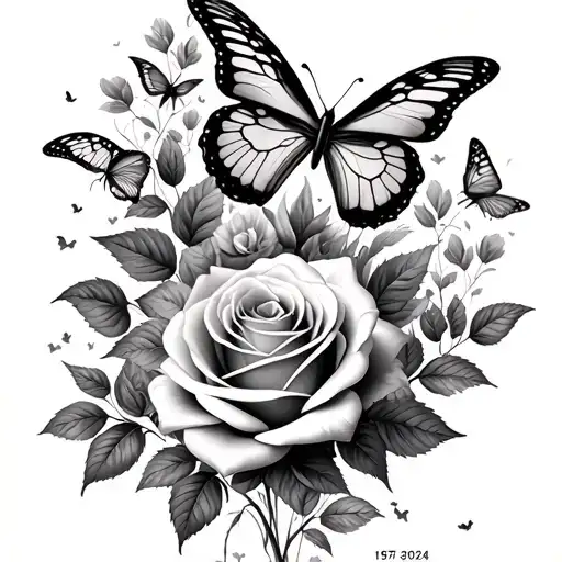 1975 To 2024 With Roses And Butterflies Flying