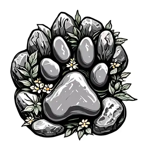 Garden Rocks Hidden Dog Paw Print