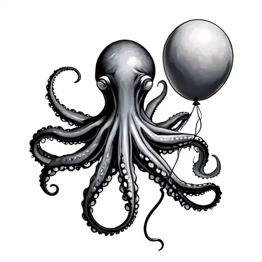 Octopus Holding A Balloon