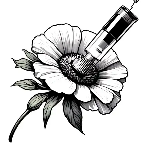 Poppy Seed Head Turning Into Drug Syringe Filled