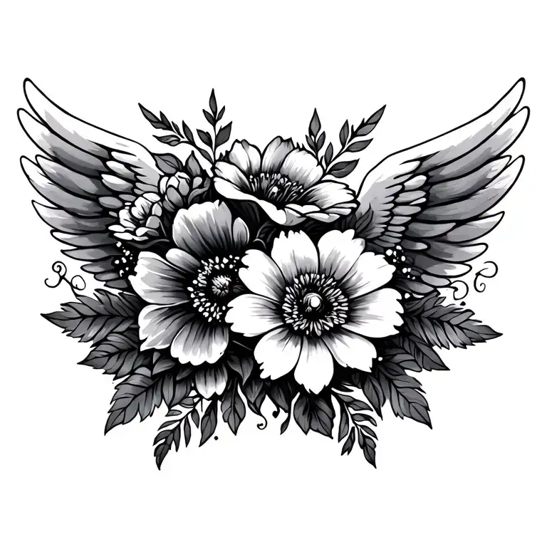 Wings Made Of Flower Bouquet