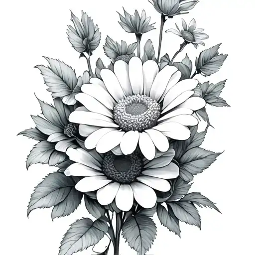 Roses And Daisy Flower