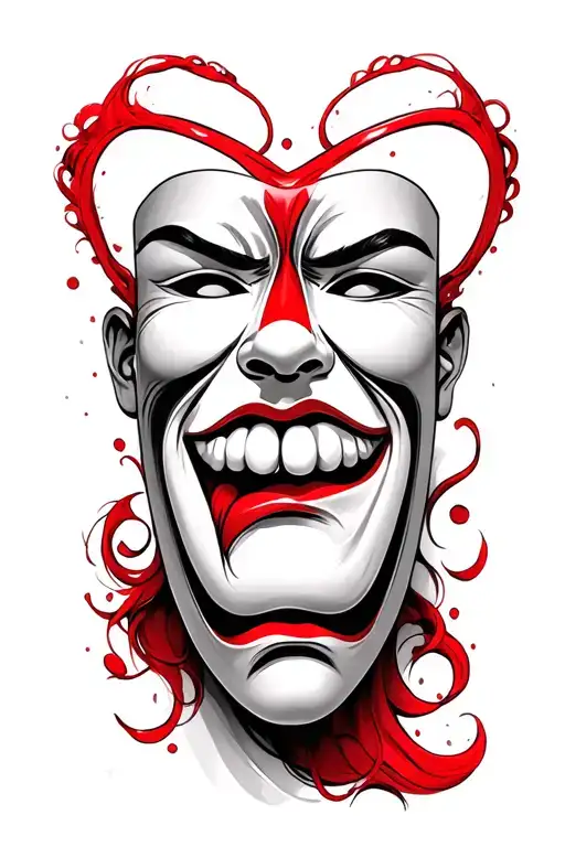 Happy Mask And Sad Mask Next To Each Other Add Red To It