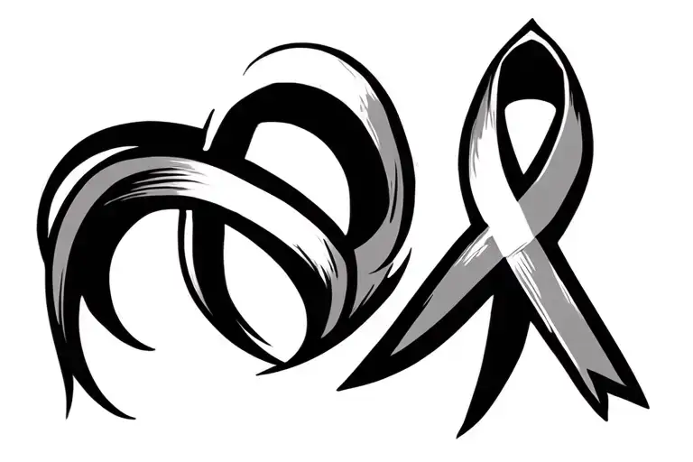 Cancer Ribbon With A Cross Going Through It