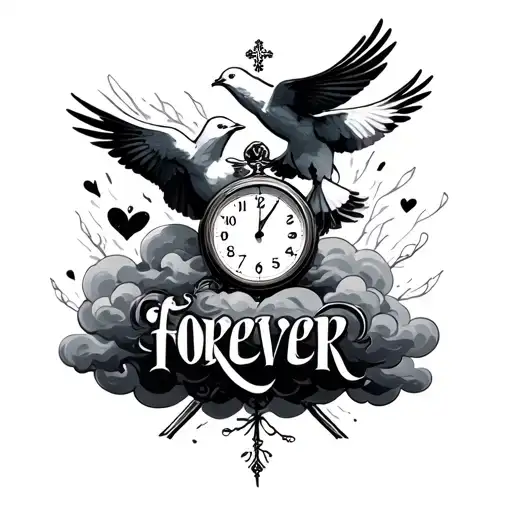 Forever Lonely In Text Add Doves Add Shading Add A Clock Add A Cross Add Clouds