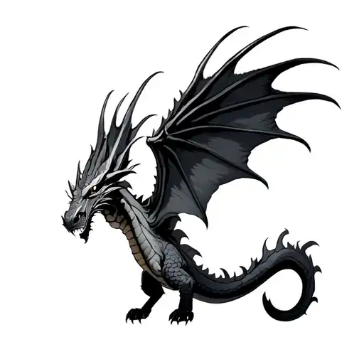 Dragon Flying Side View Wings Out