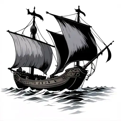 Viking Ship And Holger Danske