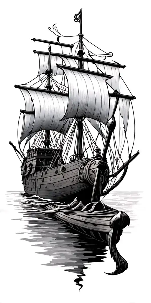 Viking Ship And Holger Danske