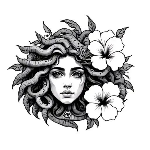 Mexican Medusa With Hibiscus Flowers