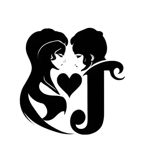 S And J With A Heart Between Them