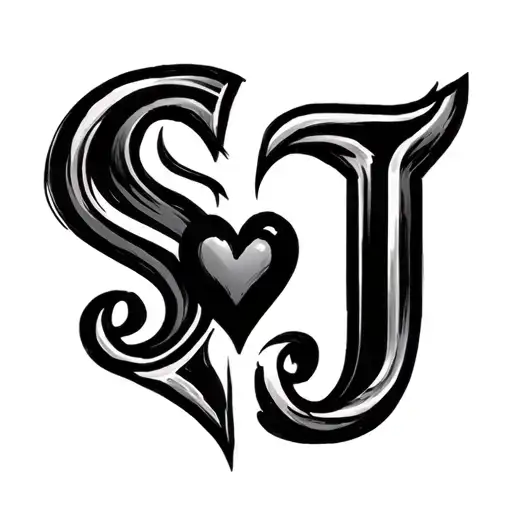 S And J With A Heart Between Them