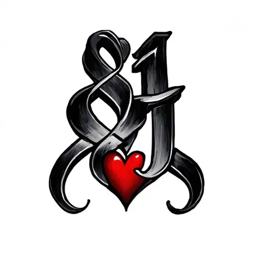 S And J With A Heart Between Them