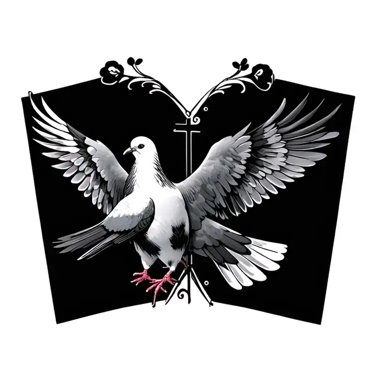 Cross With Pigeon And Maria