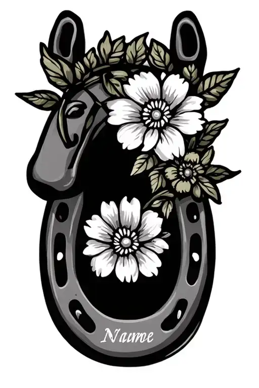 Horseshoe With Name Forty Two Flowers