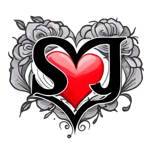 S And J With A Heart Between Them