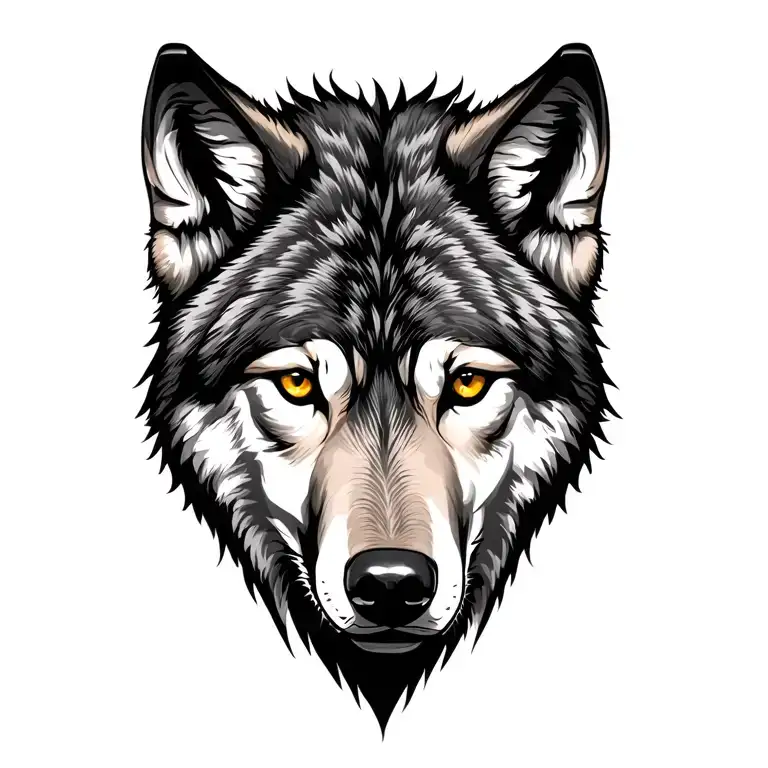 Wolf Face Frontal View