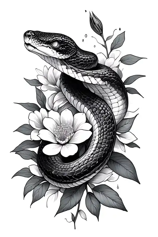 Snake Going Through Flowers