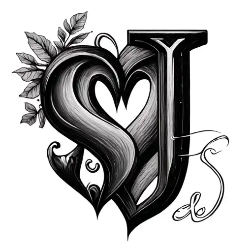 S And J With A Heart Between Them