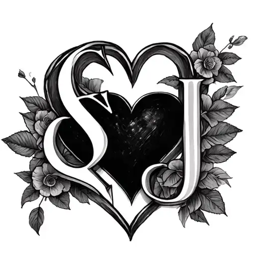 S And J With A Heart Between Them