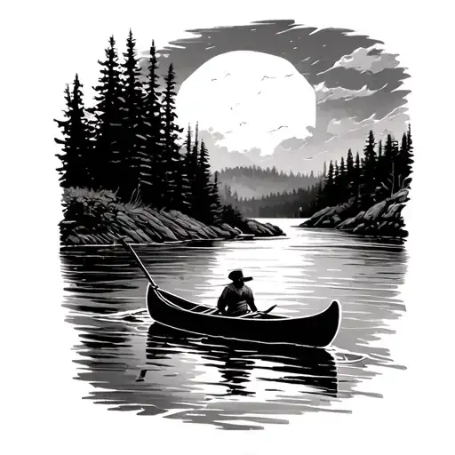 Canoe Going Down River