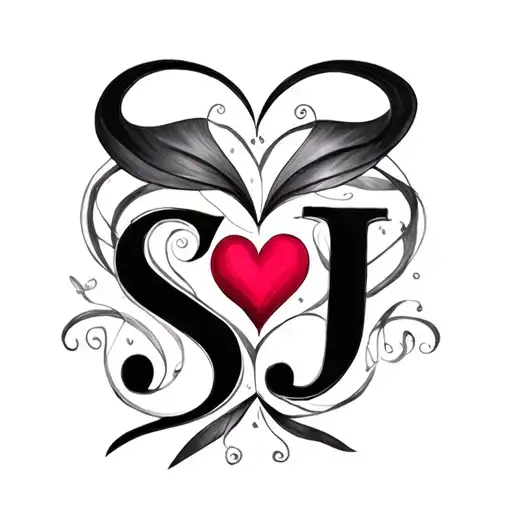 S And J With A Heart Between Them
