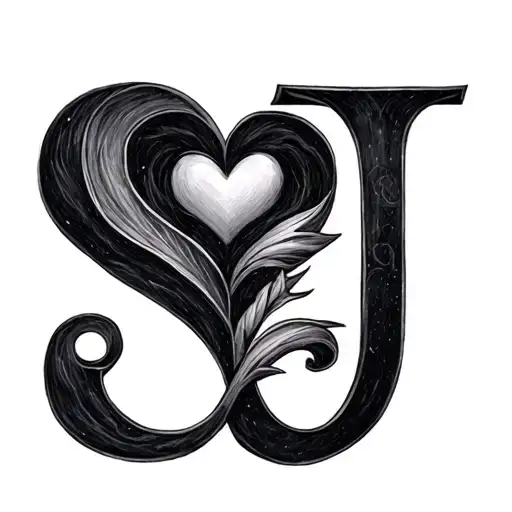 S And J With A Heart Between Them