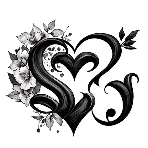 S And J With A Heart Between Them