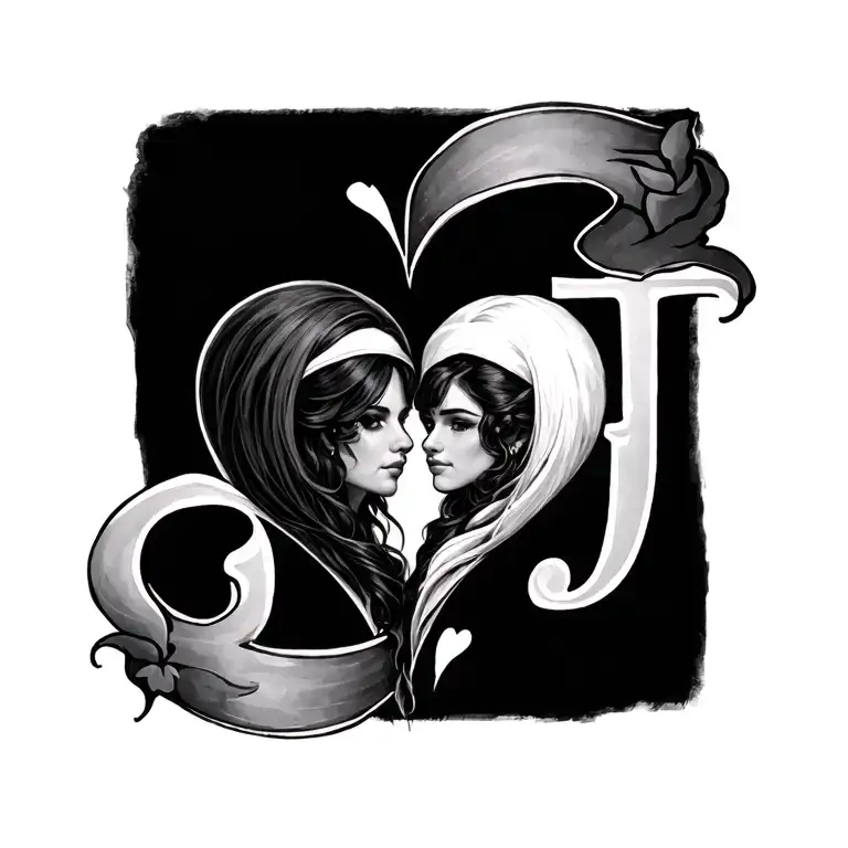 S And J With A Heart Between Them