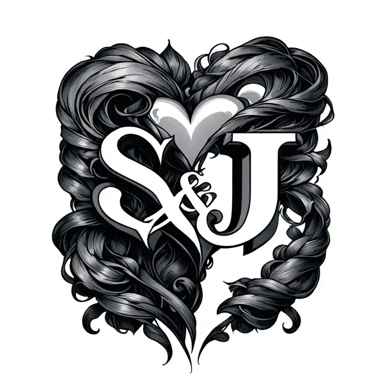 S And J With A Heart Between Them