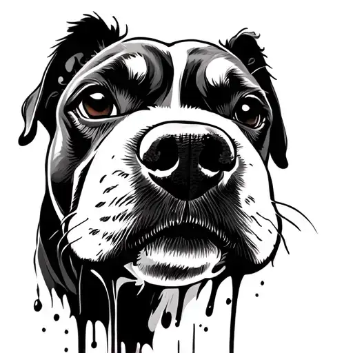 Black Grey Dog Nose Print Splash Tattoo Design