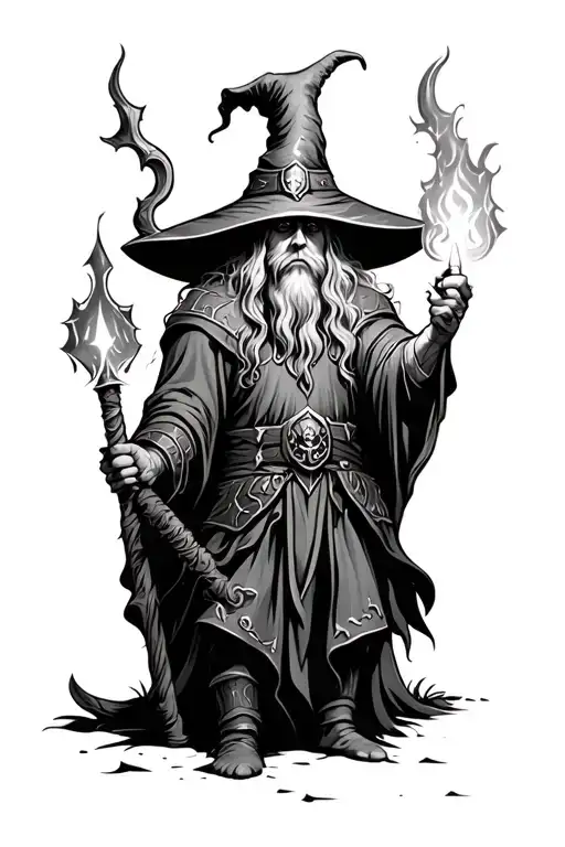 Viking Next To A Witch Casting Spells