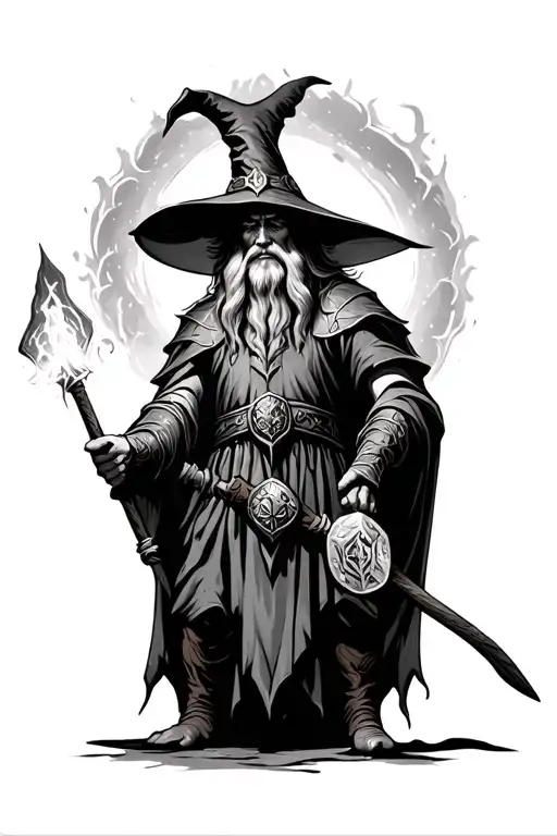 Viking Next To A Witch Casting Spells