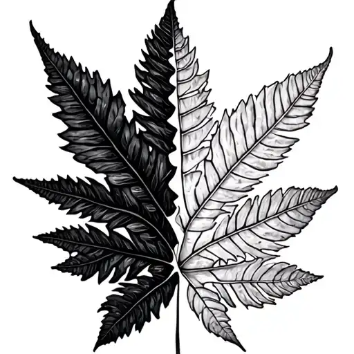 Half Silver Fern Half Maple Leaf