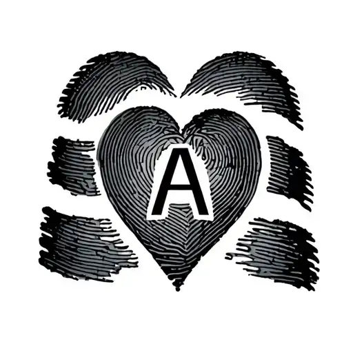 Finger Print Heart With An A In It