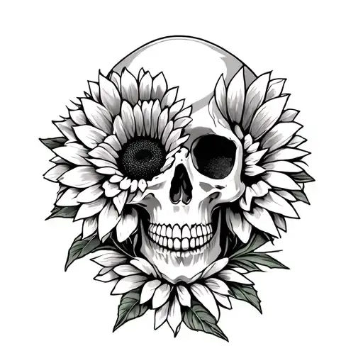 Sunflowers And One Skull