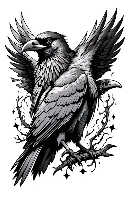 Odins Raven Perched Cover Up Half Sleeve