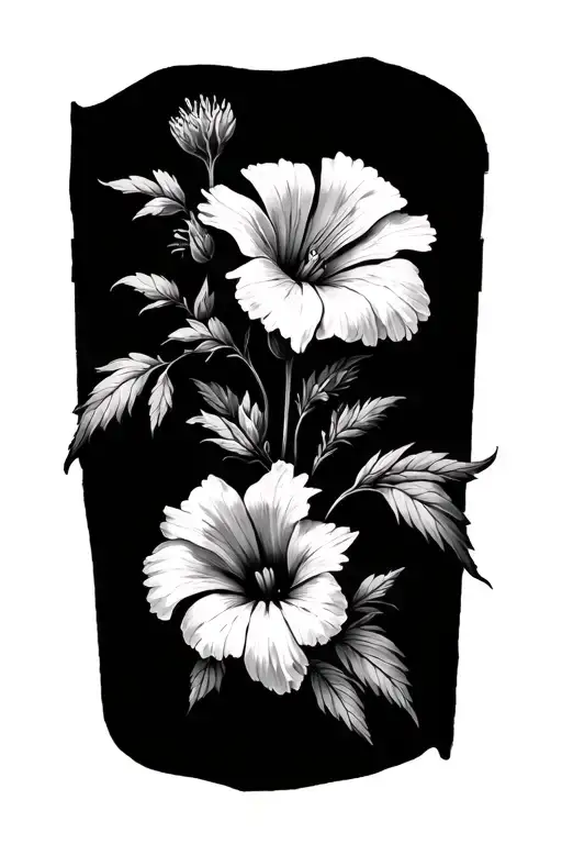 Aster And Morning Glory Simple Black