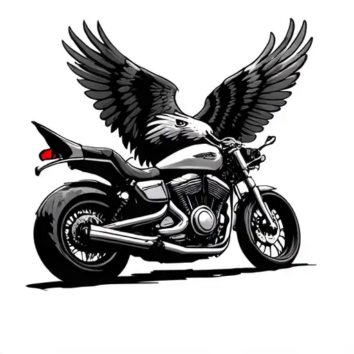 Motorbike And Eagle Wings Flying