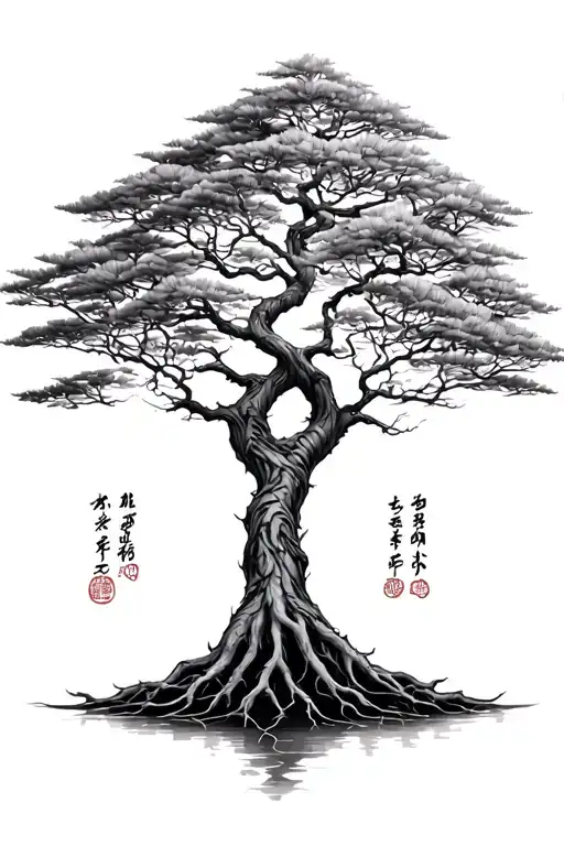 Japanese Tree Of Life With Roots