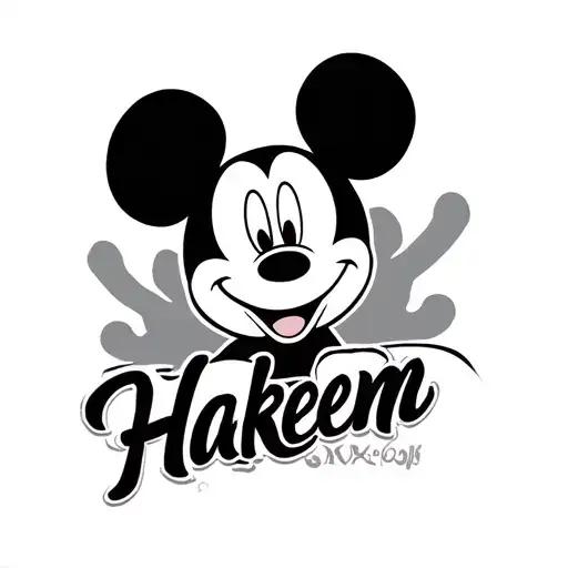 Mickey Mouse Tattoo With The Name Hakeem