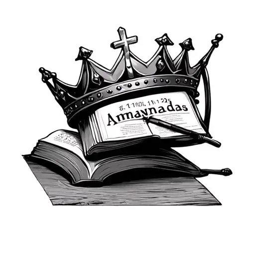 Christian Crown With Bible The Name Amanda And The Date 10-11-25 In Roman Numbers